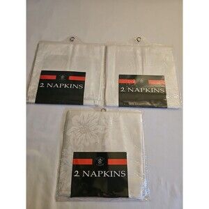 New Lot of 3 Sultan’s Linens White Floral 2 Pack Napkin Set